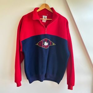 Mickey & Co Fleece Pullover Jacket Red Blue Vintage Stitched Logo Red‎ Size L/XL